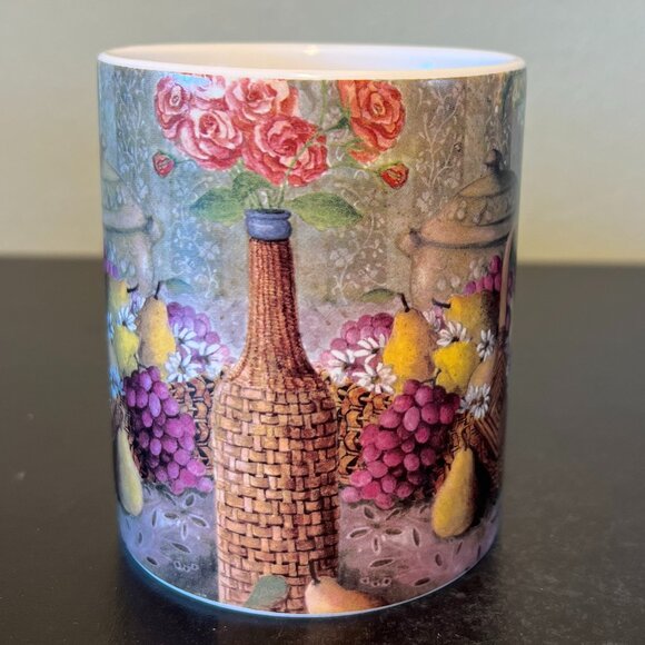 Vintage LANG & WISE “Roses and Pears” Ceramic Mug ~ Artwork by Anna Krajewski - Picture 4 of 13